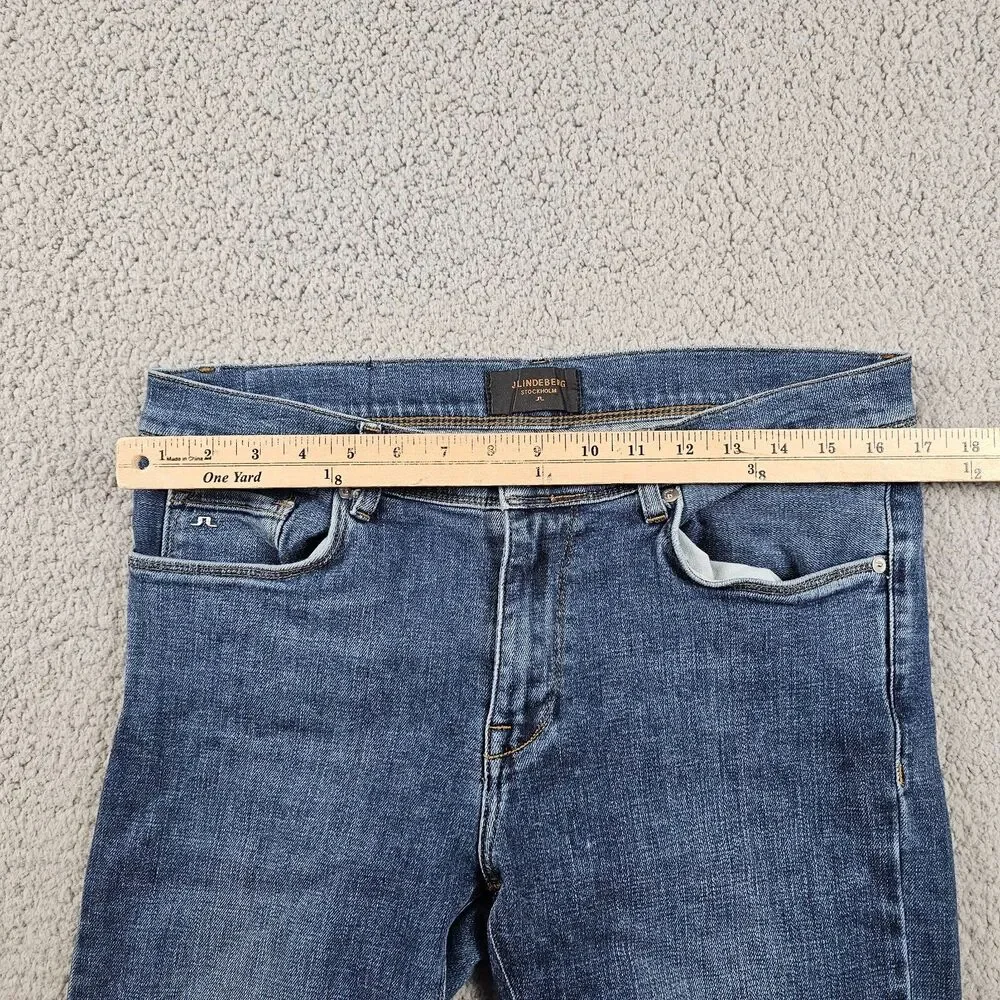 J. Lindberg Jeans Mens 34x33* Blue Denim Damien Skinny Stretch Mid Rise